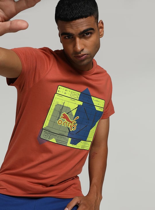 PUMA Men Printed Regular Fit Sports T-shirt