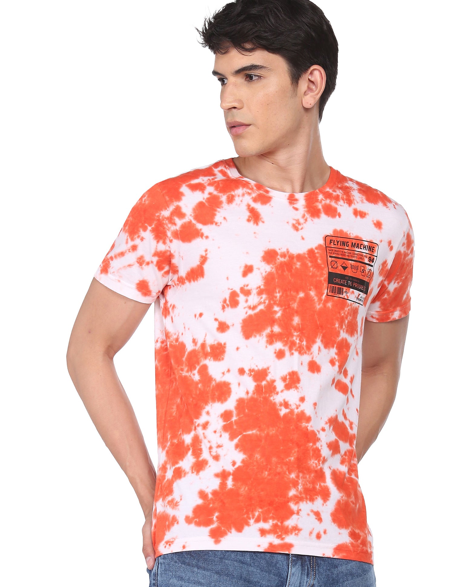 Crew Neck Tie Dye Print T- shirt by Flying Machine