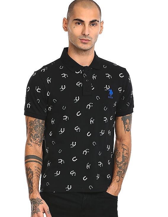 Ribbed collar cotton polo T-shirt by U. S. POLO ASSN