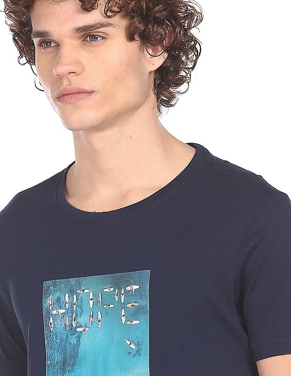 FLYING MACHINE Men Graphic Print Slim Fit Crew Neck T-shirt