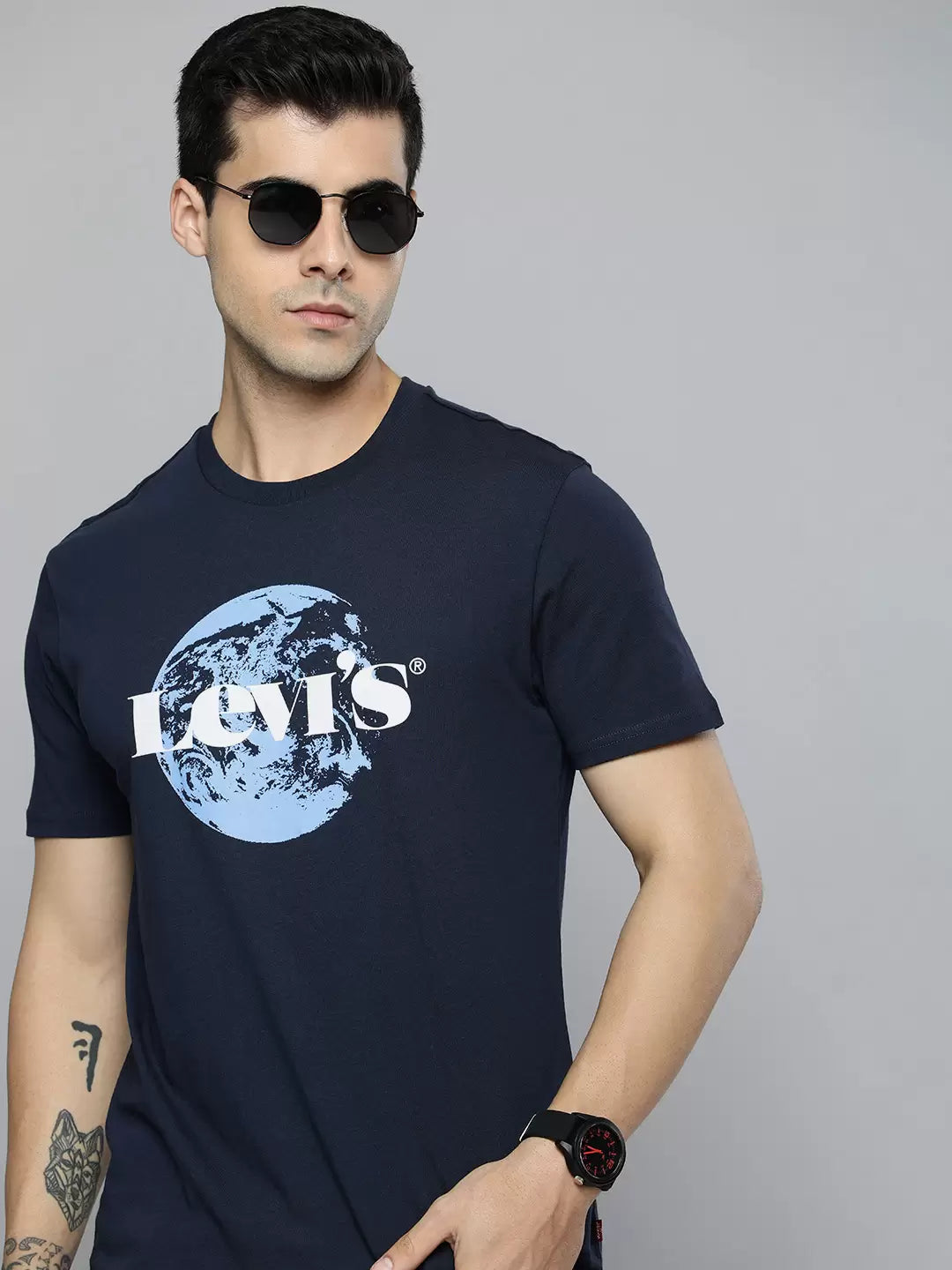 Navy Blue Pure Cotton T shirt by Levi’s