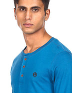 Long sleeve solid henley neck T shirt by Flying machine