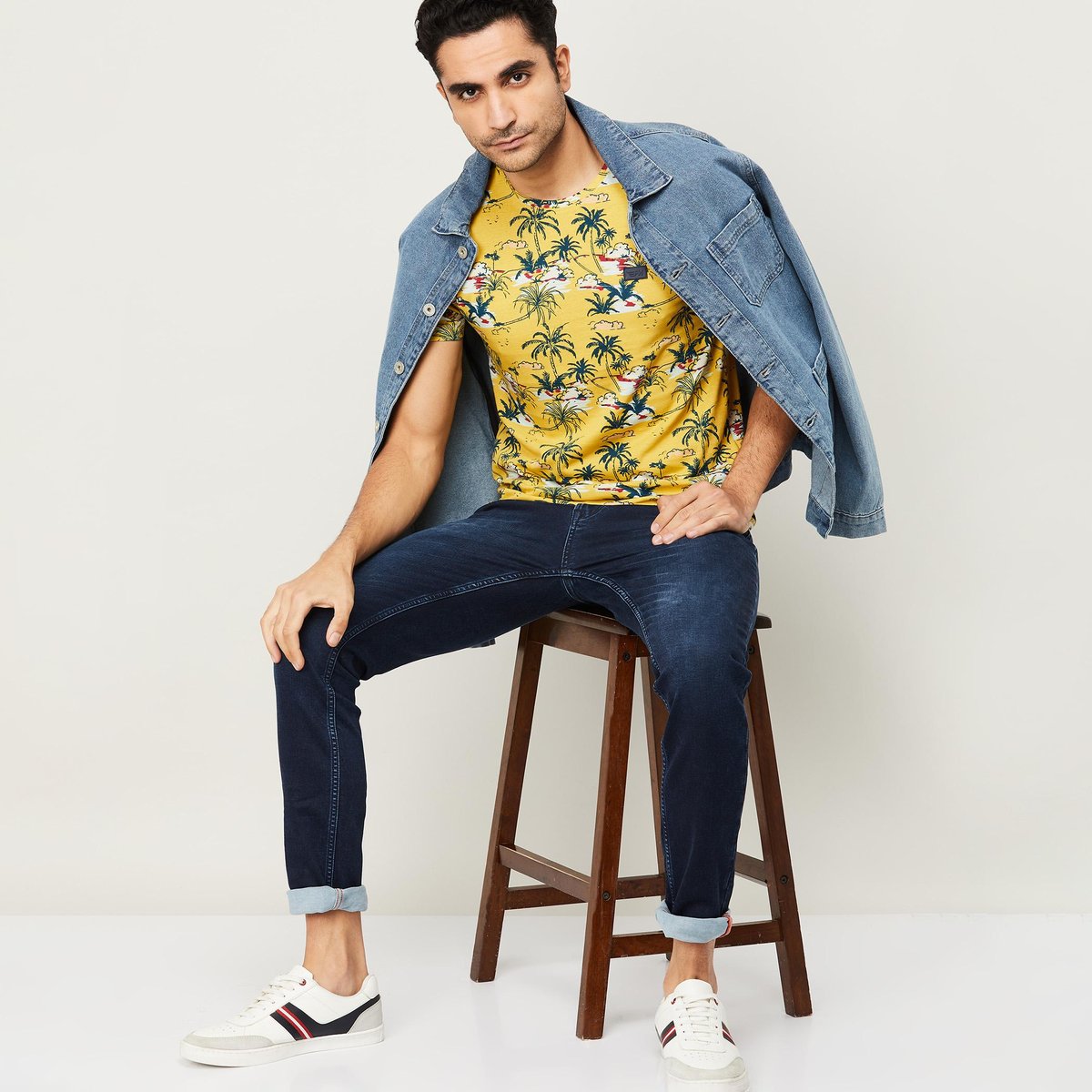 Printed Crew Neck T-shirt by Flying Machine