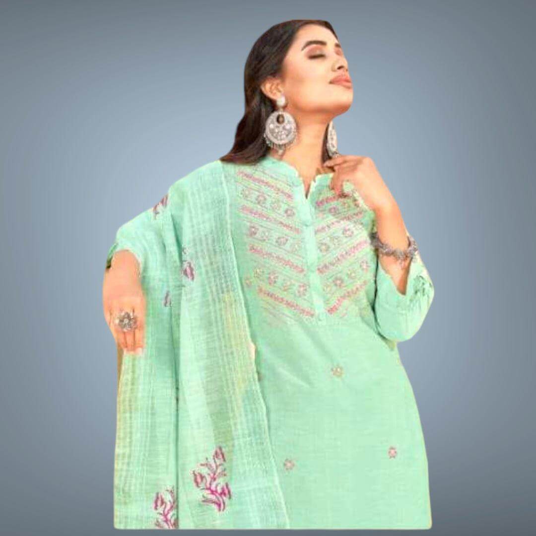 Kajree Fashion Pentonic Fancy Designer Party Wear Heavy Embroidered Kurtis With Bottom & Dupatta - Apparel For Less
