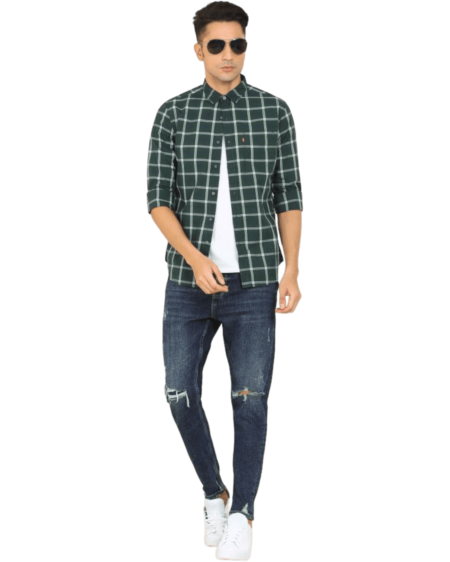 Men Slim Fit Checkered Spread Collar Casual Shirt - Apparel For Less