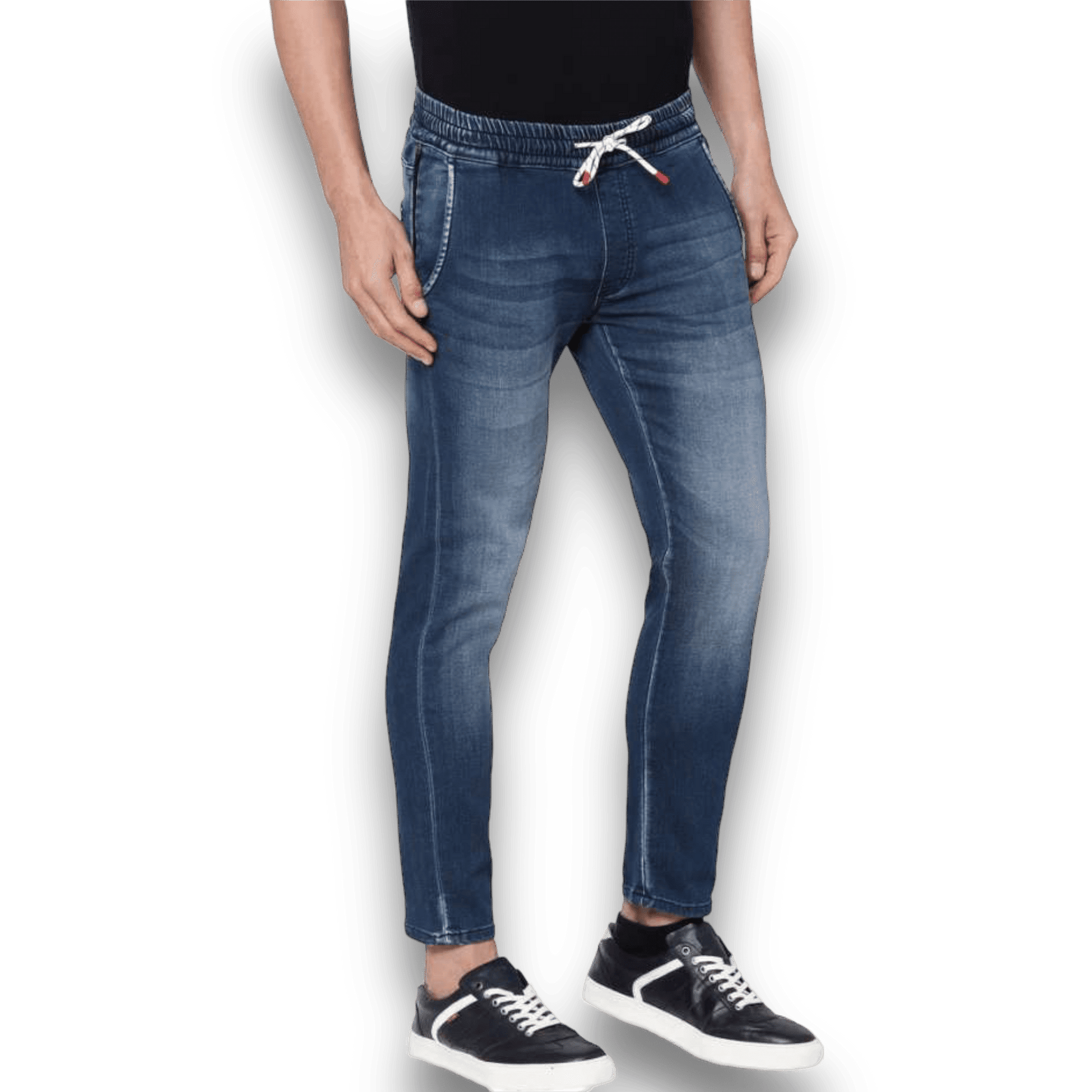Mens Jogger Fit mid rise Blue Jeans - Apparel For Less