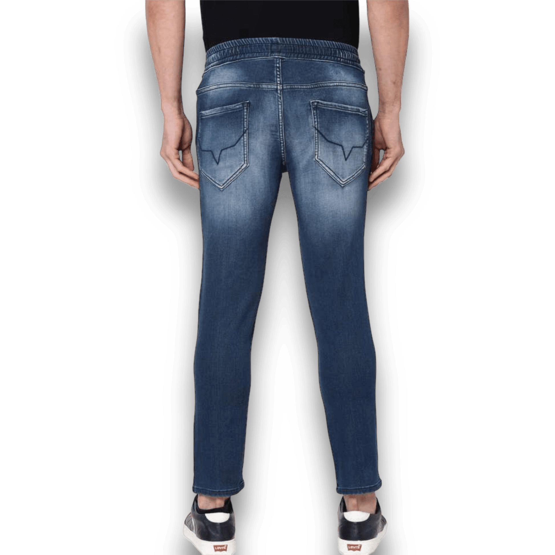 Mens Jogger Fit mid rise Blue Jeans - Apparel For Less