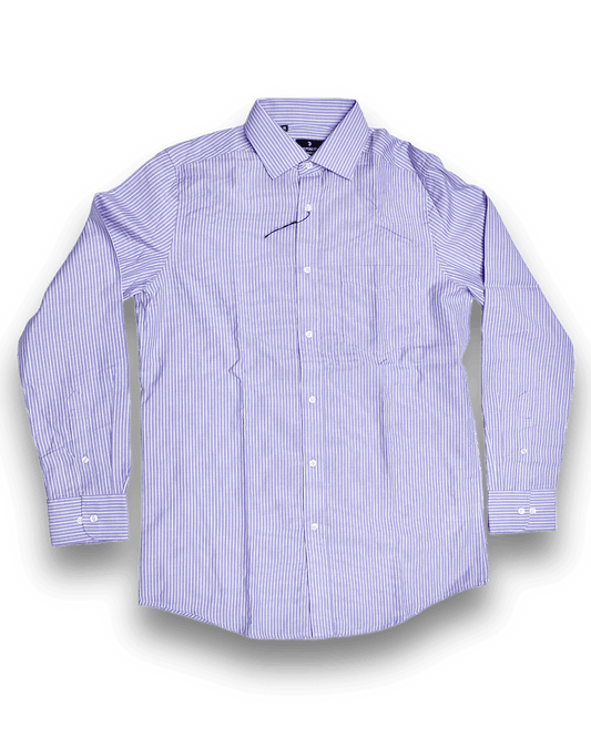 Navy Blue Stripped Slim Fit Shirt - Apparel For Less