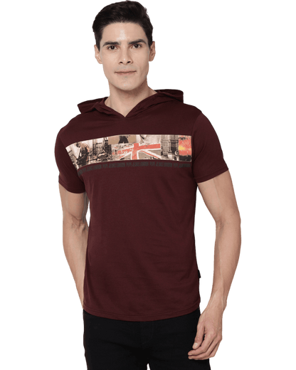 Pepe Jeans Brand Print Slim Fit Hooded T-shirt For Men - Apparel For Less