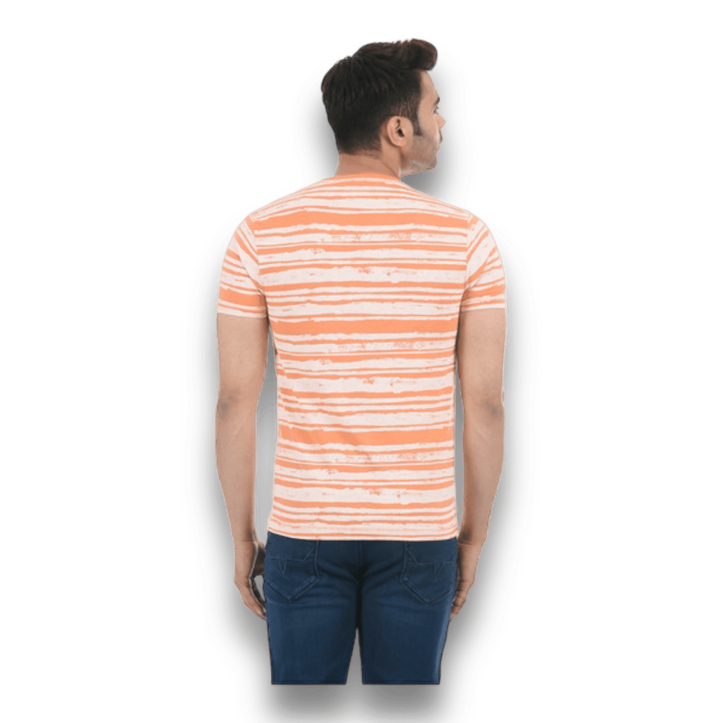 Pepe Jeans orange and white striped T Shirt - Apparel For Less