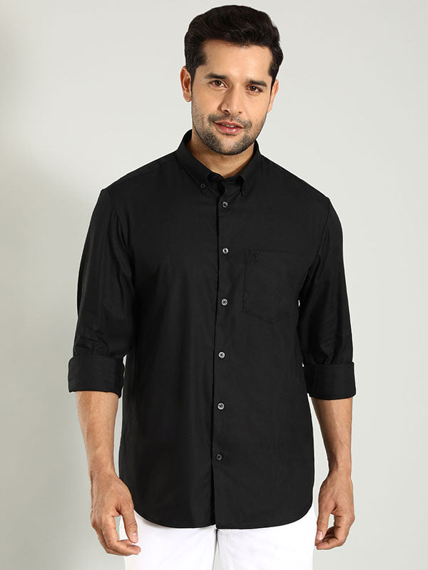 Men Solid Full Sleeve Cotton Blend Shirt by Indian Terrain
