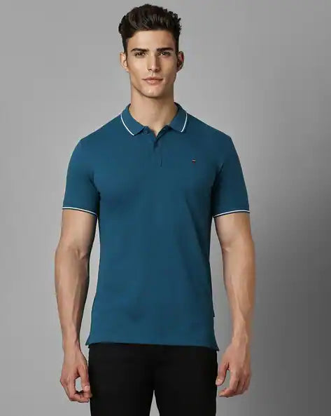 Men Slim Fit Polo T-Shirt by Louis Philippe Jeans