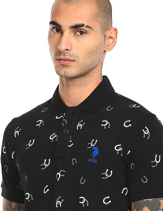 Ribbed collar cotton polo T-shirt by U. S. POLO ASSN