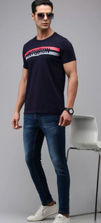 SPYKAR men regular fit neavy blue T-shirt