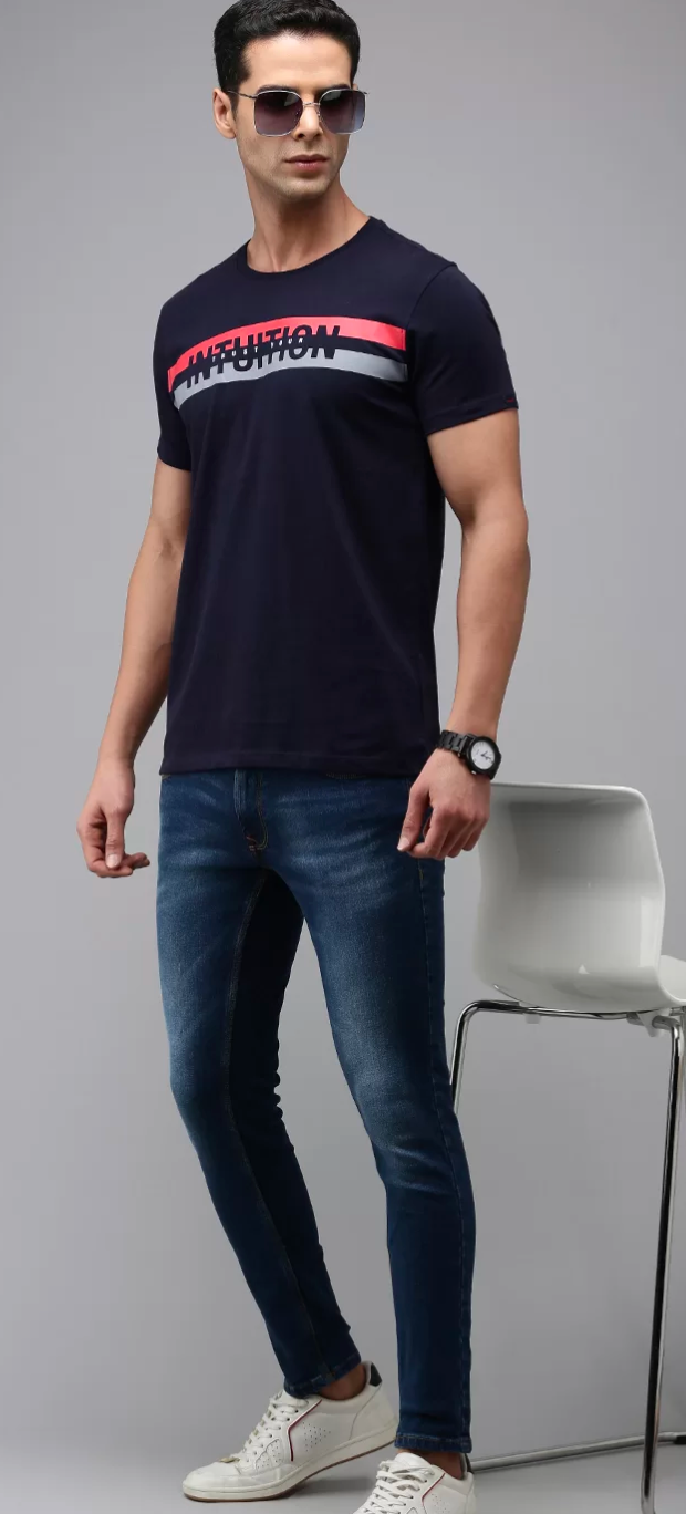 SPYKAR men regular fit neavy blue T-shirt
