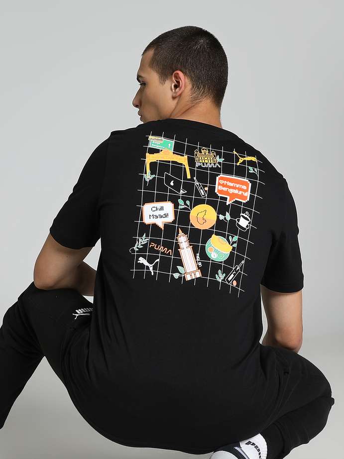 PUMA| Bangalore city printed round neck black t-shirt