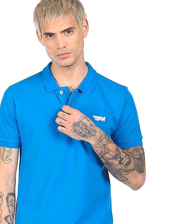Solid Pique Polo Print T-shirt by Flying Machine