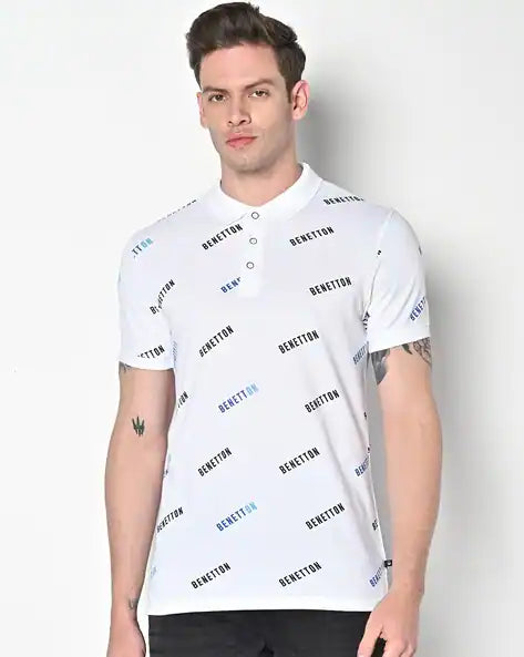 Brand Print Polo T-Shirt by United Colors of Benetton
