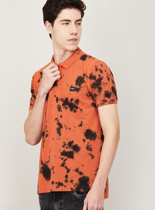 Men Printed Regular Fit Polo T-shirt by Flying Machine