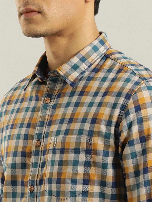 Men Checked Full Sleeve Cotton Shirt by Indian Terrain