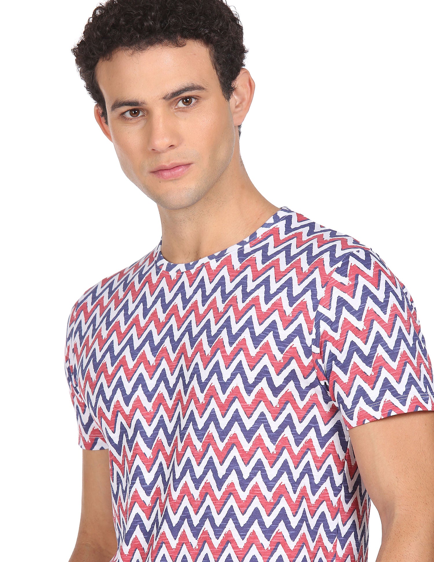 Chevron Print Cotton T-shirt by Flying Machine