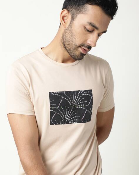 Graphic Print Slim Fit Round Neck T-shirt by Rare Rabiit