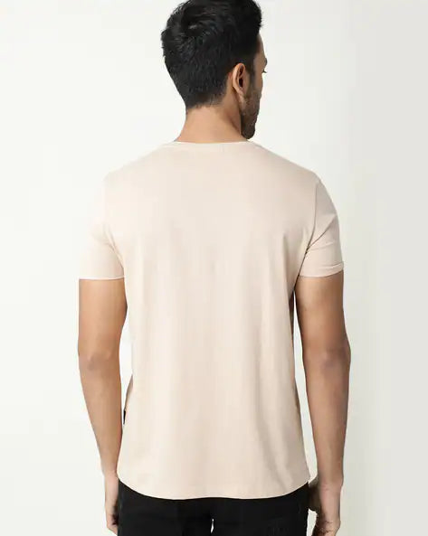 Graphic Print Slim Fit Round Neck T-shirt by Rare Rabiit