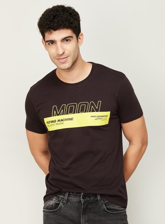 Men Printed Crew Neck Regular Fit T-shirt by Flying Machine