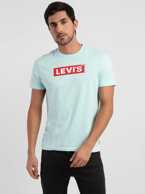 Levi's Himalayan Poppy Blue Pure Cotton Regular Fit Logo Printed T-Shirts