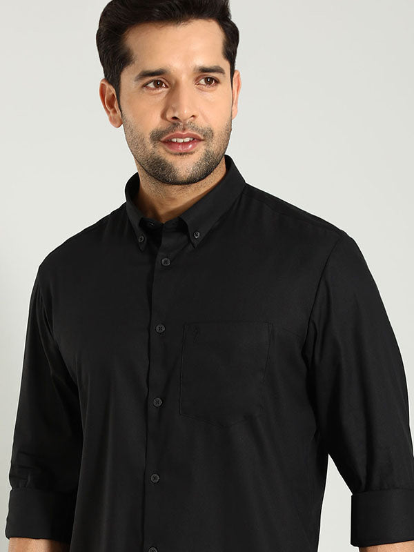 Men Solid Full Sleeve Cotton Blend Shirt by Indian Terrain