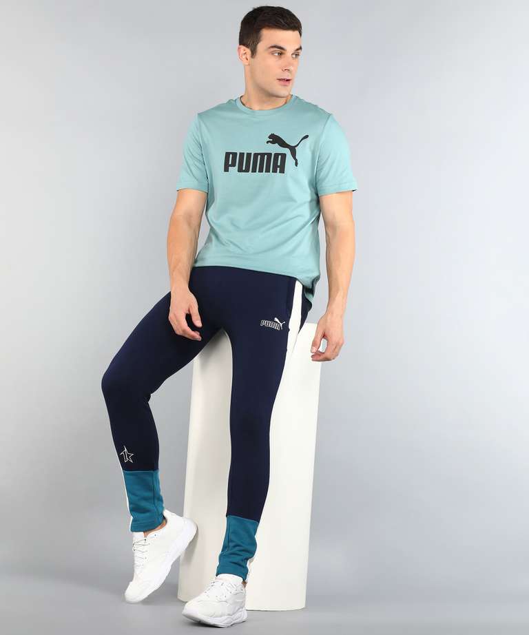 Puma×1DER core pants || men's colorblock blue track