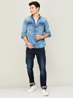 LEVIS Men Washed Slim Fit Casual Denim Shirt