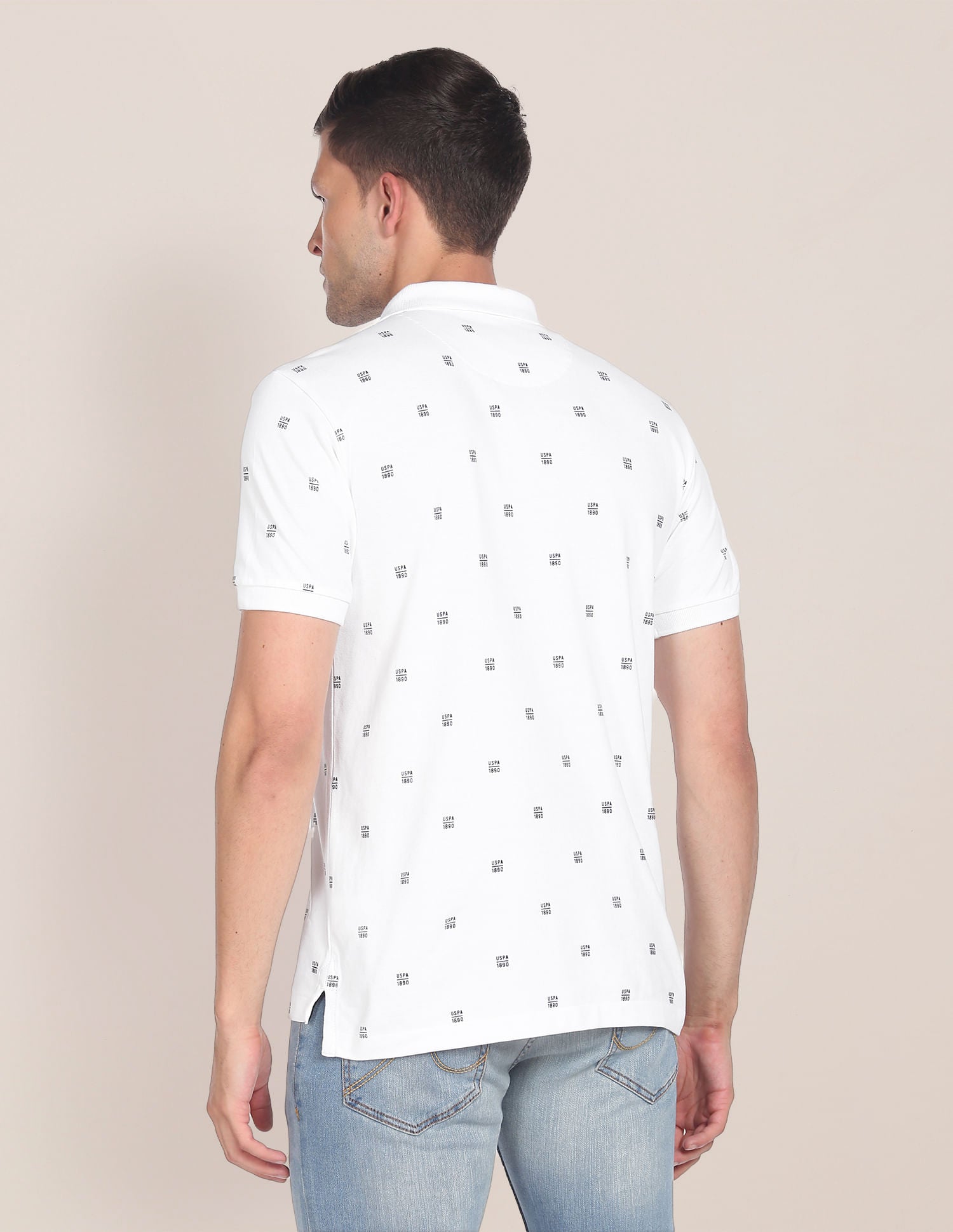 Monogram print cotton collar Tshirt by U. S. POLO ASSN.