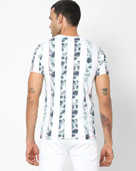 Leaf Print Slim Fit Crew-Neck T-shirt by Pepe Jeans