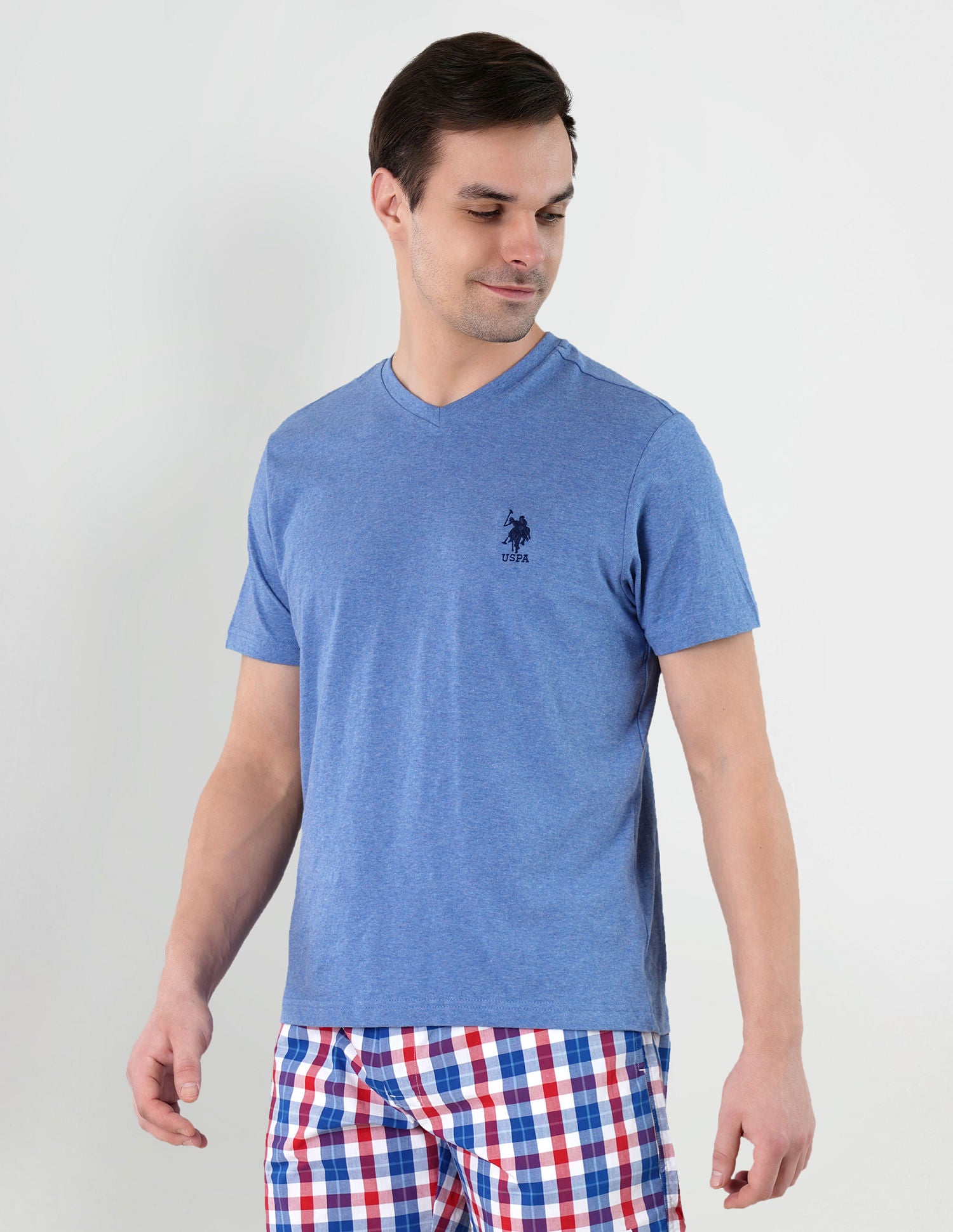 USPA | V-NECK BLUE T-SHIRT