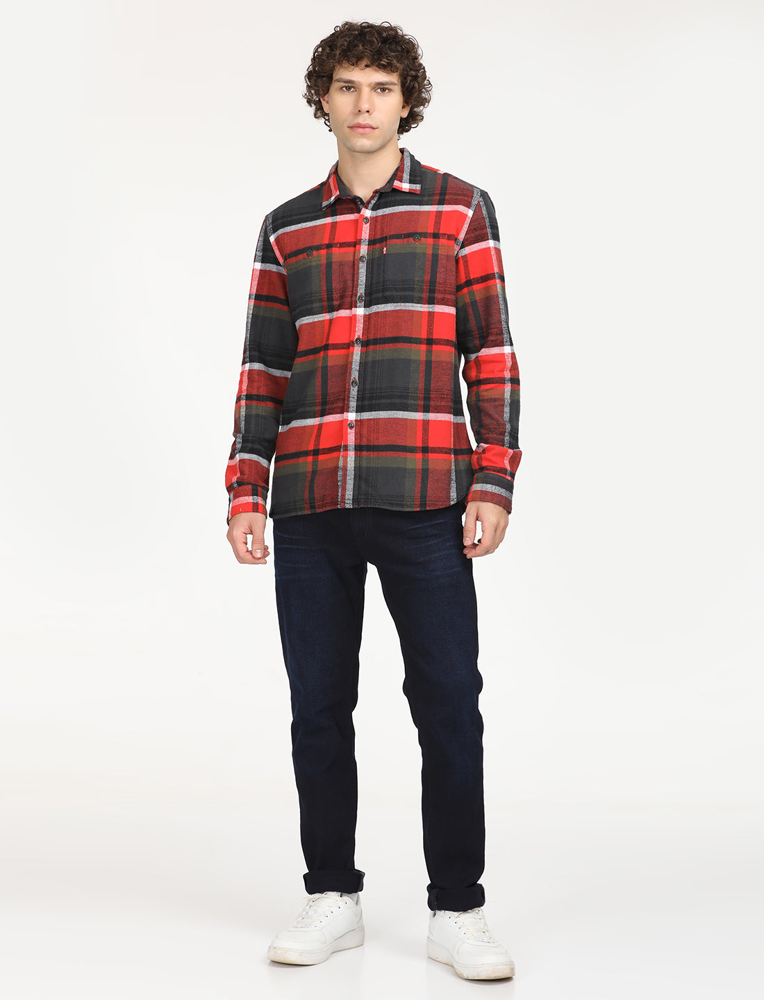 Men's Plaid Red Spread Collar Shacket Levi's