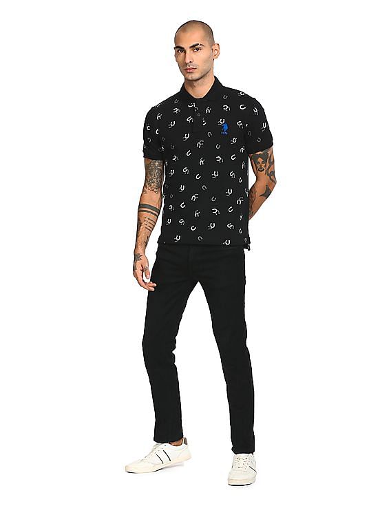 Ribbed collar cotton polo T-shirt by U. S. POLO ASSN