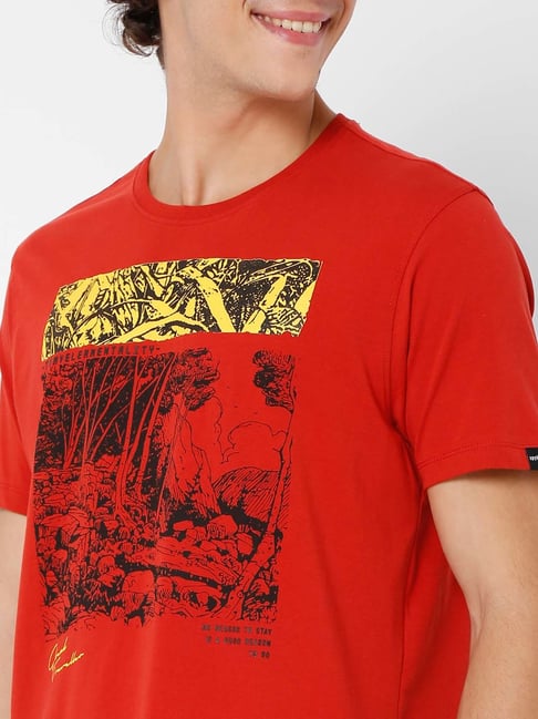 Spykar Red Crew T-Shirt