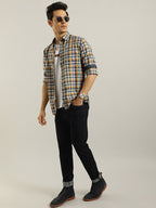 Men Checked Full Sleeve Cotton Shirt by Indian Terrain