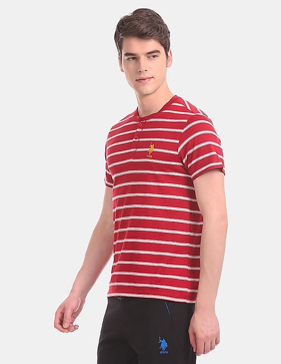 Comfort Fit Striped Cotton Henley Lounge T-shirt by U. S. POLO ASSN.