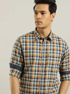 Men Checked Full Sleeve Cotton Shirt by Indian Terrain