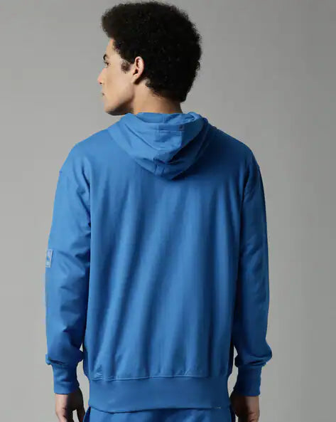 Men Olive Green Printed Hooded Pure Cotton Sweatshirt by BREAK BOUNCE