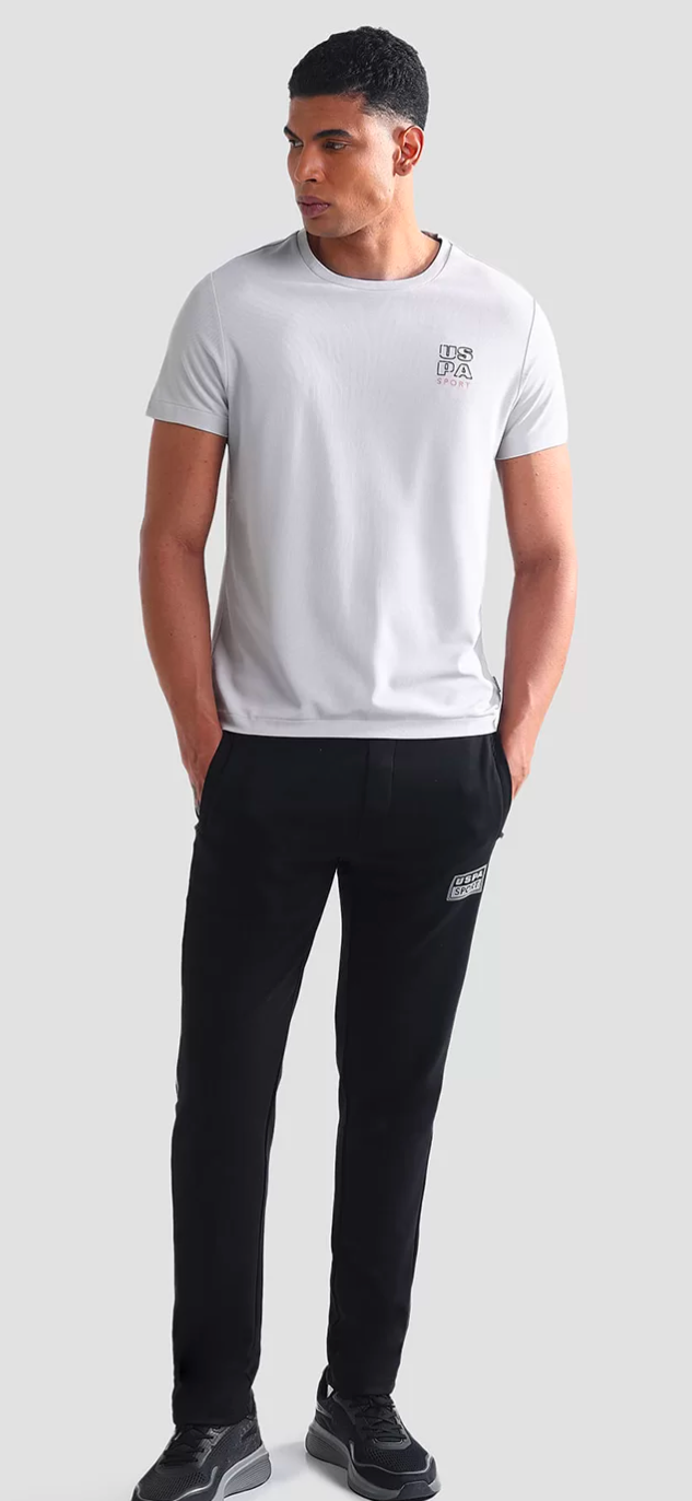 USPA man topographic printed round neck T-shirt