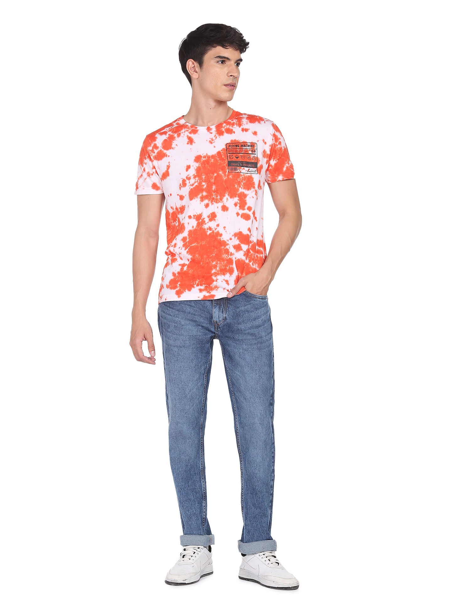 Crew Neck Tie Dye Print T- shirt by Flying Machine
