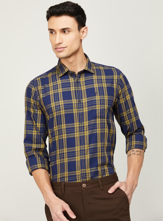 KILLER CASUAL Men Checked Full Sleeves Slim Fit Casual Shirt