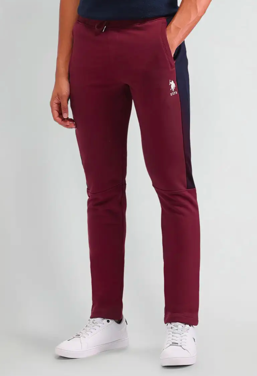 USPA RED MID RISE SLIM FIT TRACK PANTS