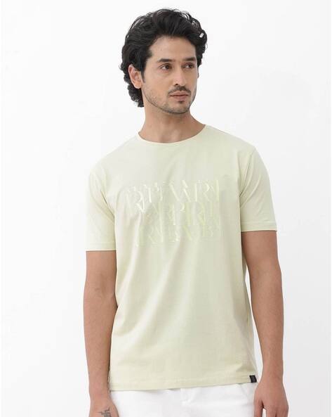 Men Typographic Print Regular Slim Fit T-shirt by Rare Rabbit