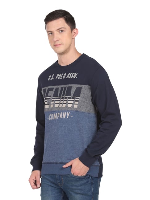 U.S. Polo Assn. Navy Blue Cotton Regular Fit Printed Sweatshirt