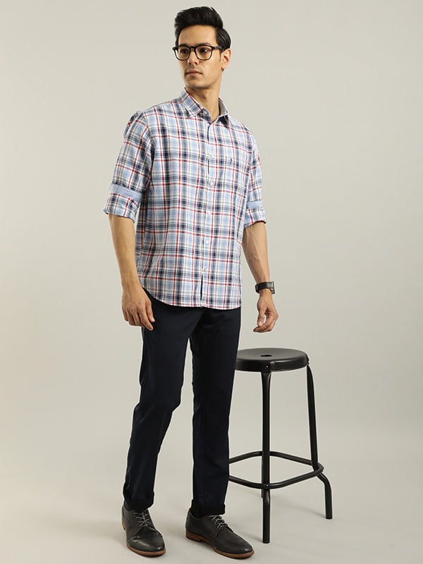 Men Checked Full Sleeve Cotton Shirt by Indian Terrain