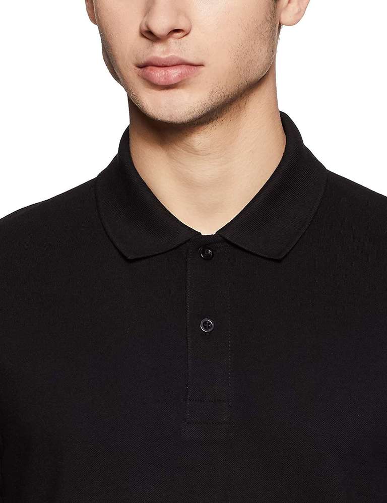 Men Solid Polo Neck Pure Cotton Black T-shirt by U. S. POLO ASSN.